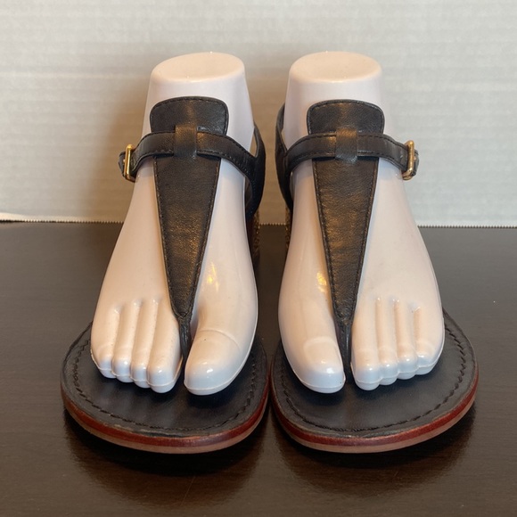 Tory Burch Audra Navy Thong Block Heel Sandals Size 8 - Picture 6 of 16